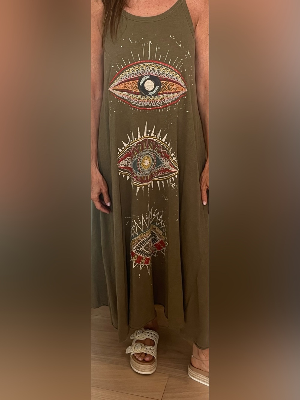 Kyla Seo army green sun dress. So comfy!